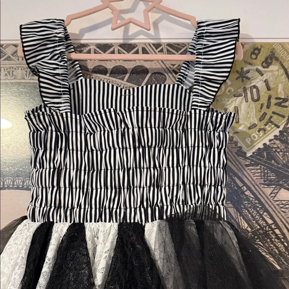 Nightmare Before Christmas Black and White Striped Kids Twirl Dress - Picture 8 of 8